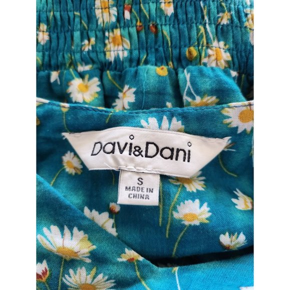 Davi & Dani Teal Maxi Dress with‎ White flowers Size S - Picture 5 of 7